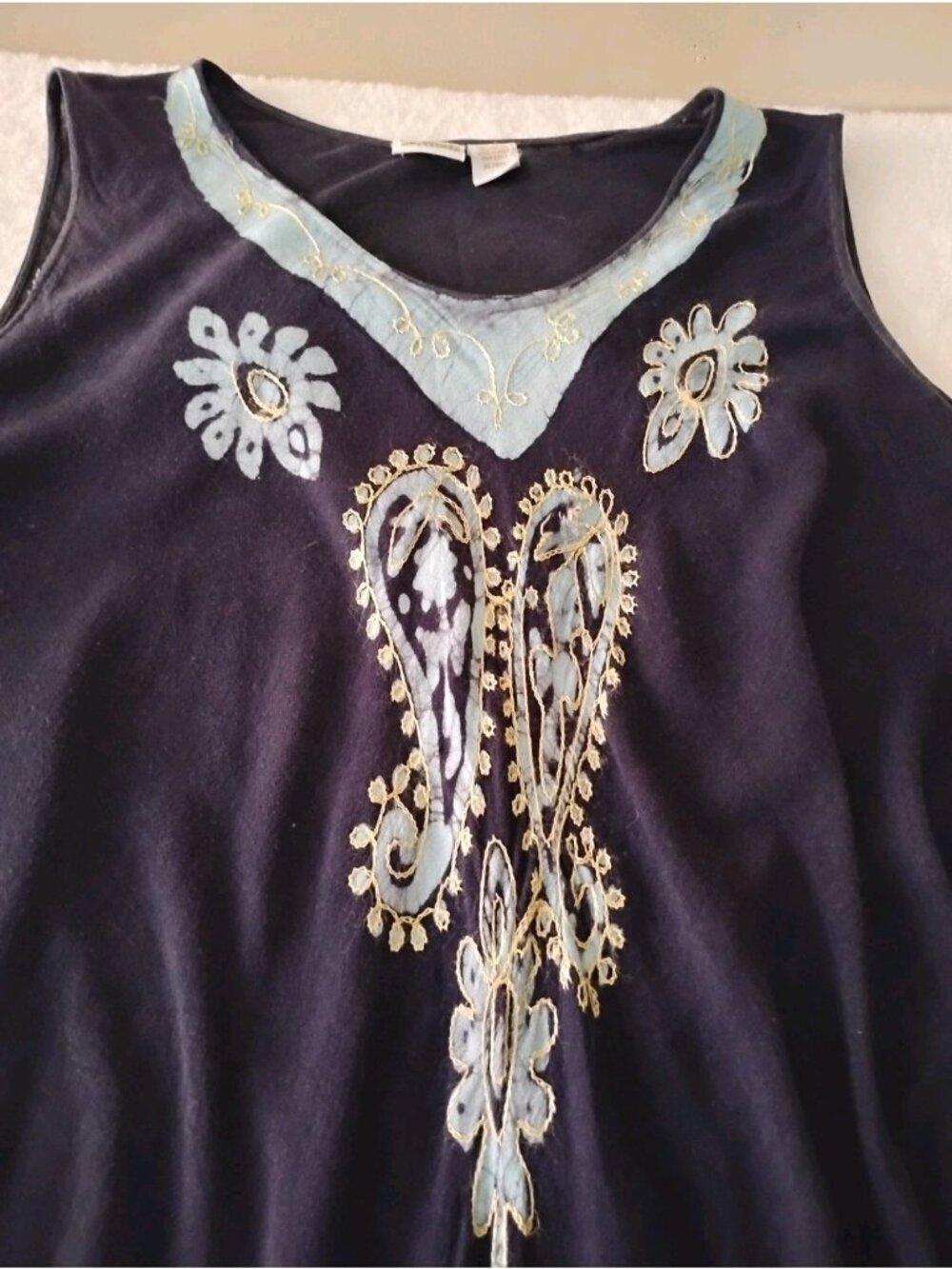 Collections Etc Womens Asymmetrical Dress Boho Embroidered Paisley Beach XL/XXL - Picture 3 of 8